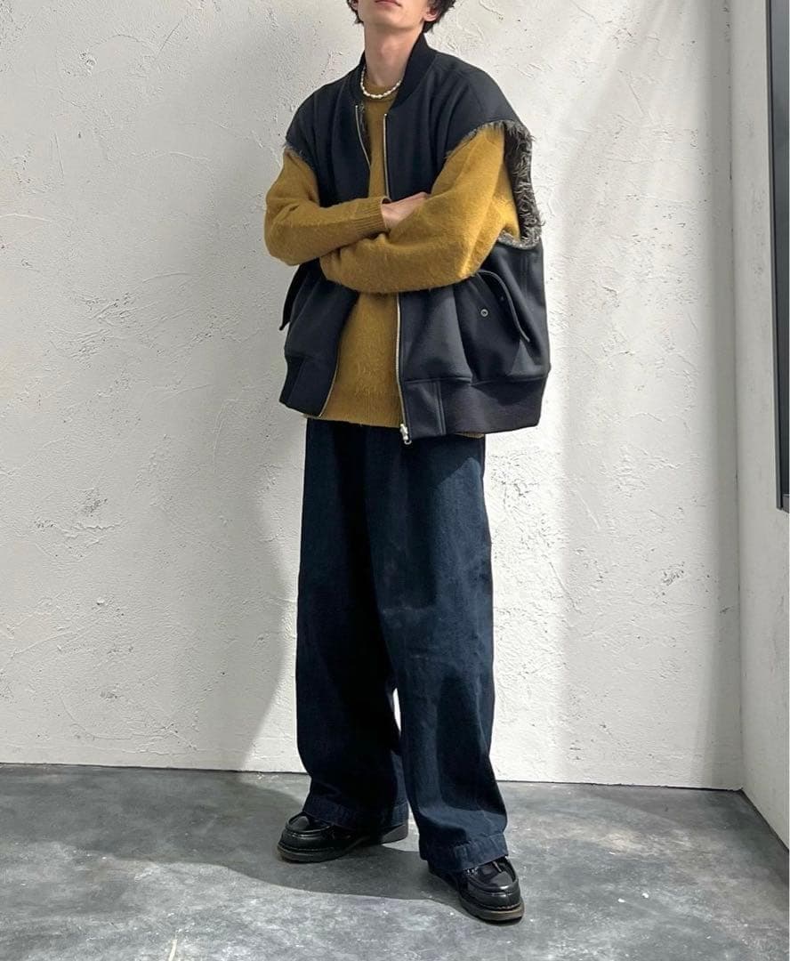 URU (ウル)｜ZIP UP VEST WOOL PONCH BURGUNDY