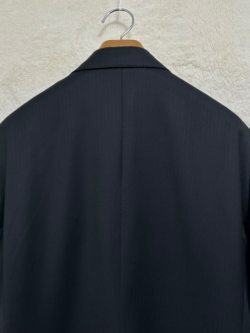 【新品】ロロピアーナ生地 メンズ スーツ AB6 LL 濃紺 シャドーヘリンボン