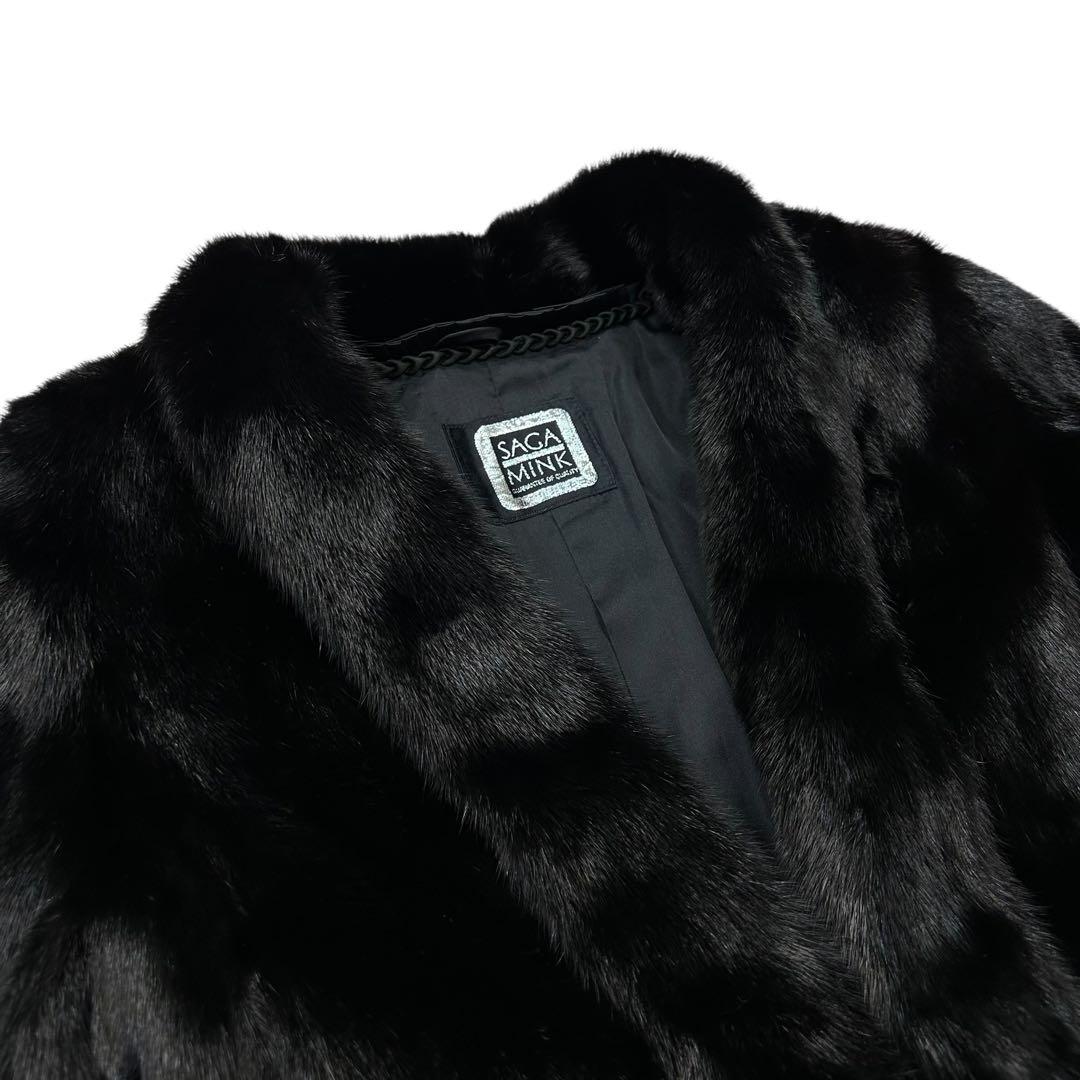 美品 SAGA MINK ミンクファーコート 短丈 レディースM ブラック