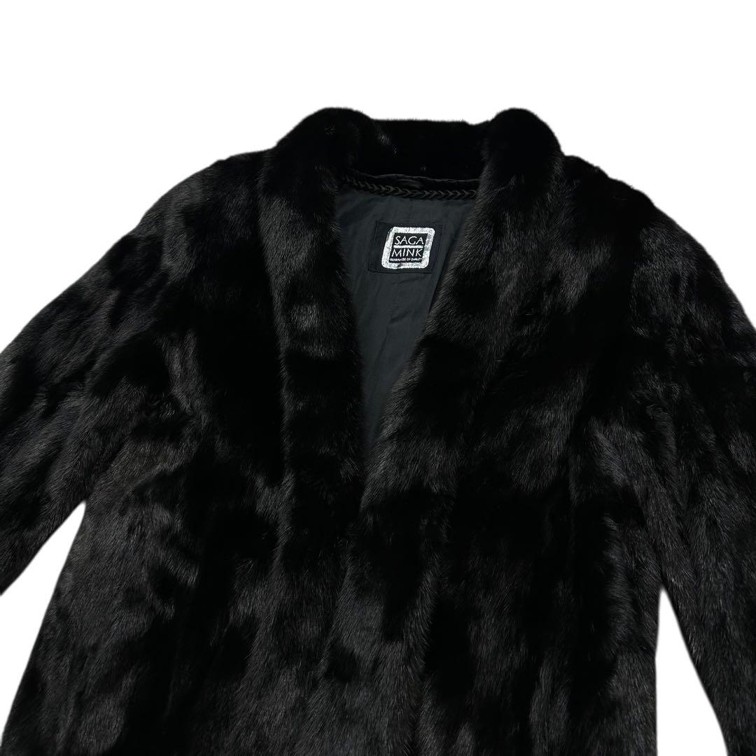 美品 SAGA MINK ミンクファーコート 短丈 レディースM ブラック