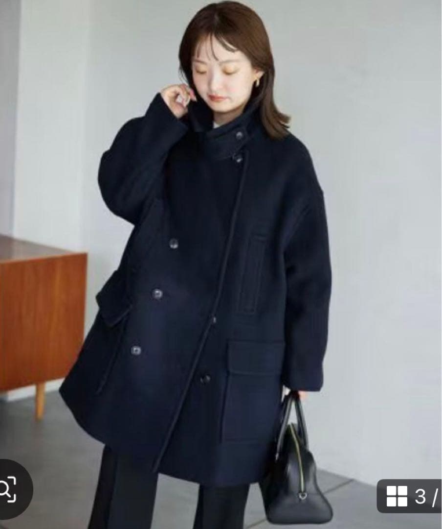 SLOBE IENA ビッグPコート　ジャケット　ネイビー