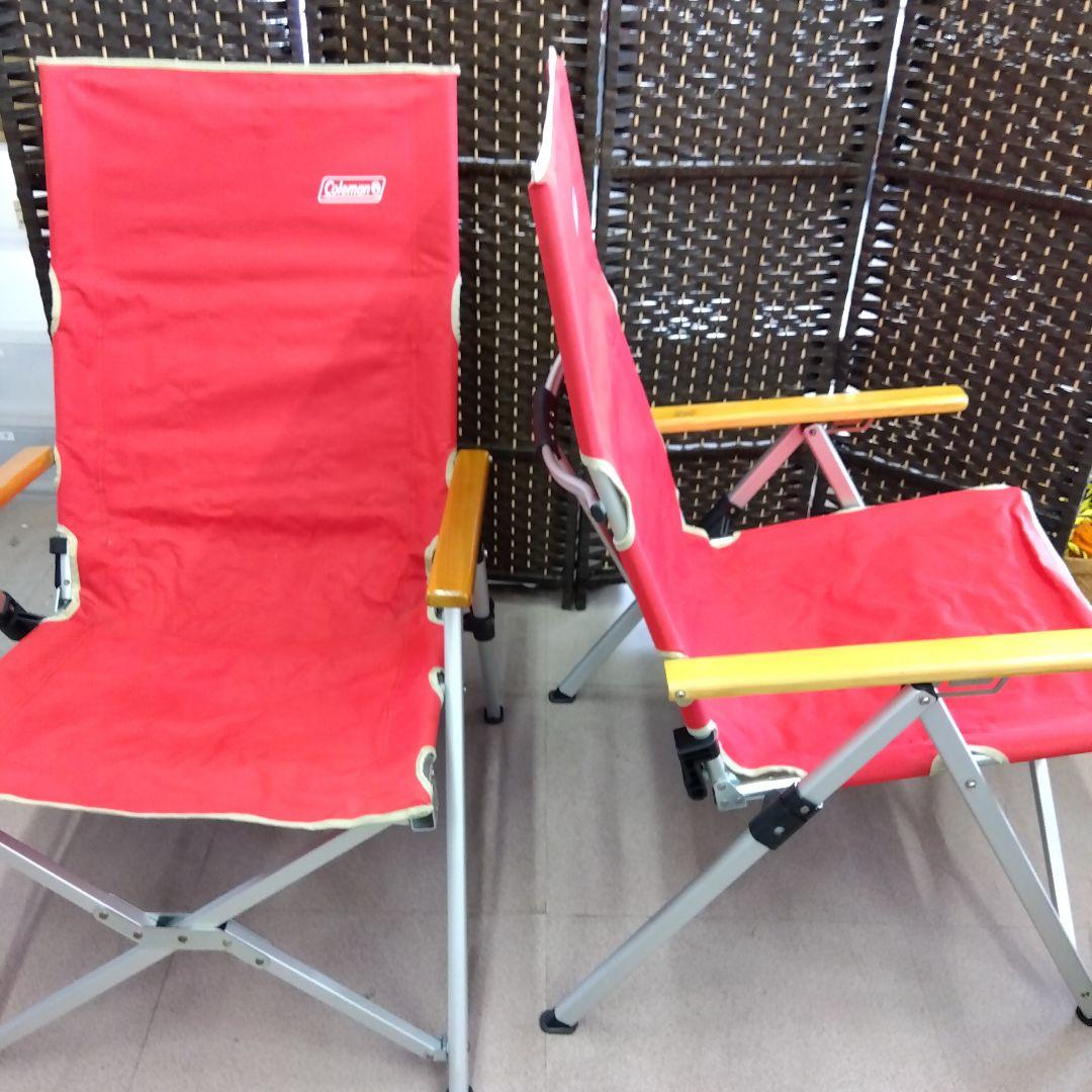 《Colemanコンパクトクッションチェア》レッド×ブラック2脚セット