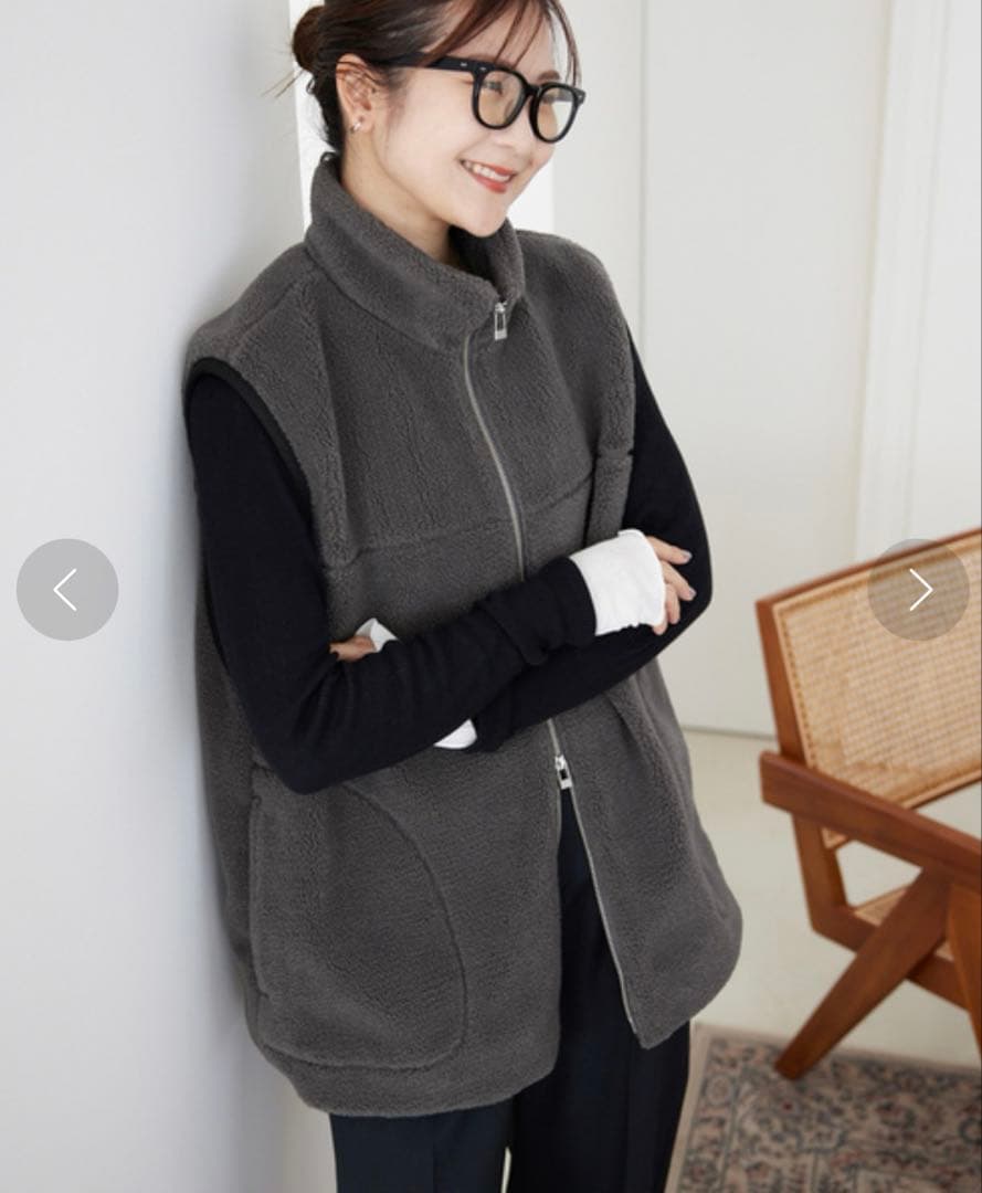 SLOBE IENA ボアスタンドベスト グレー