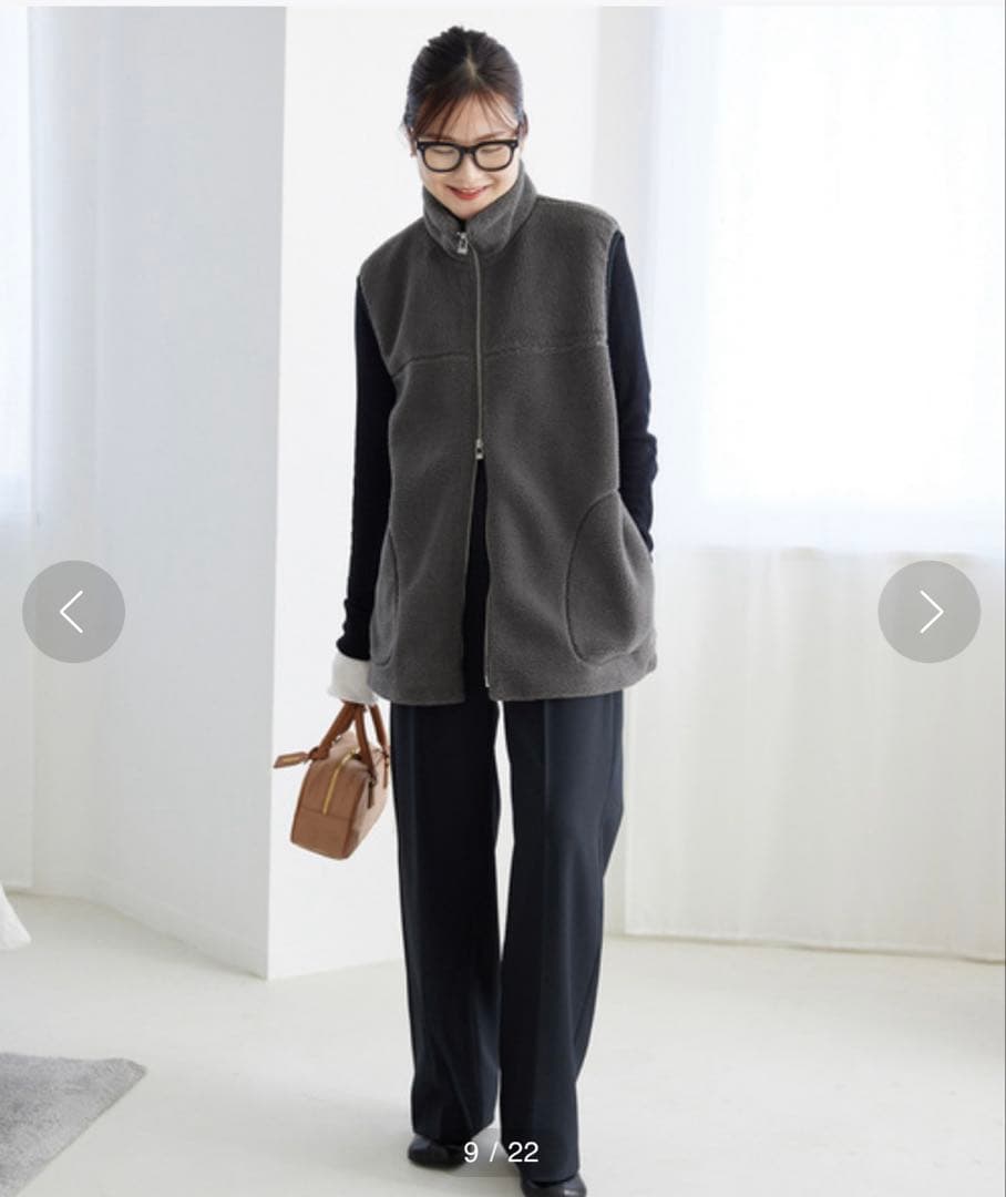 SLOBE IENA ボアスタンドベスト グレー