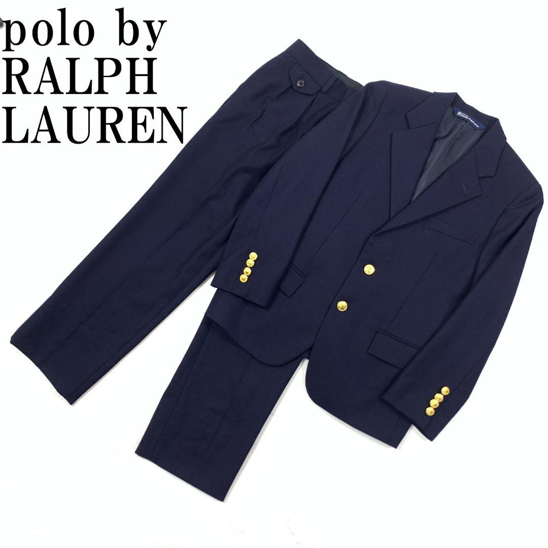 LA8765 ポロバイラルフローレン パンツスーツ 紺色 ウール100％ 140