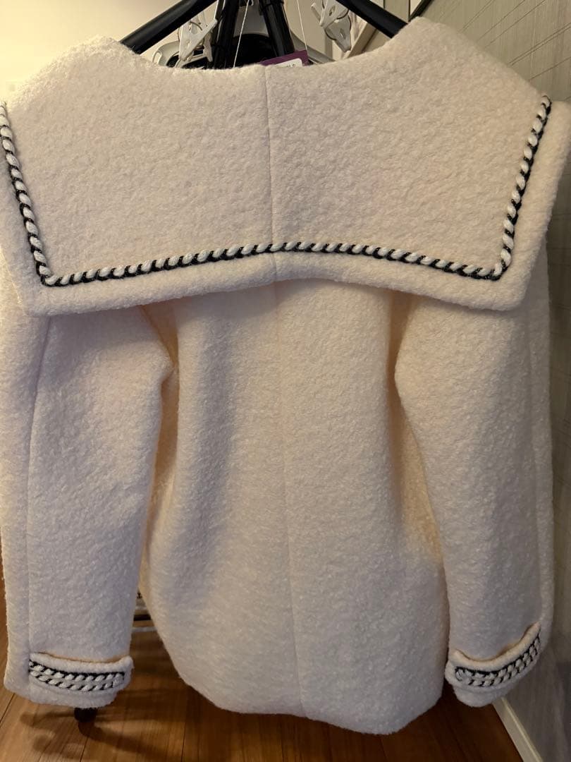 HIAND コート　セーラー襟コート　ホワイト