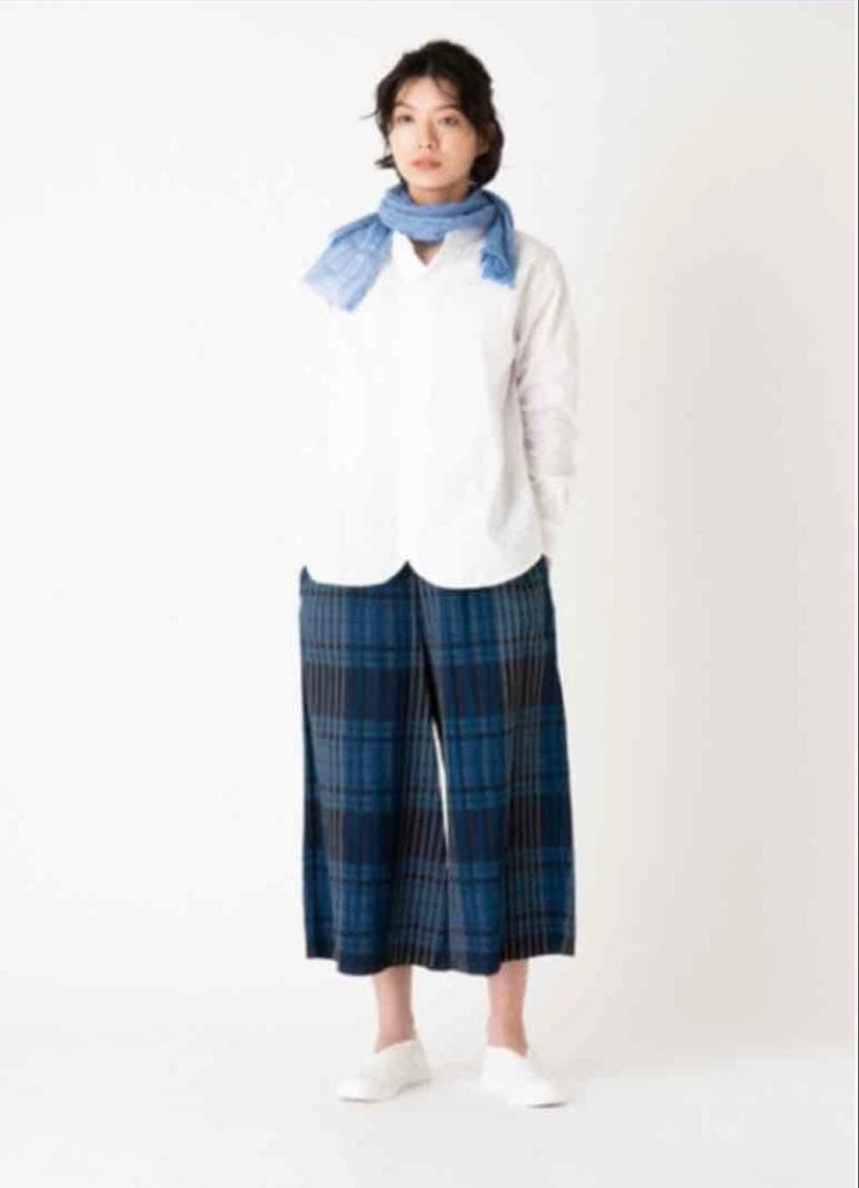 最終値下げ　plantation　waveチェック　ワイドパンツ