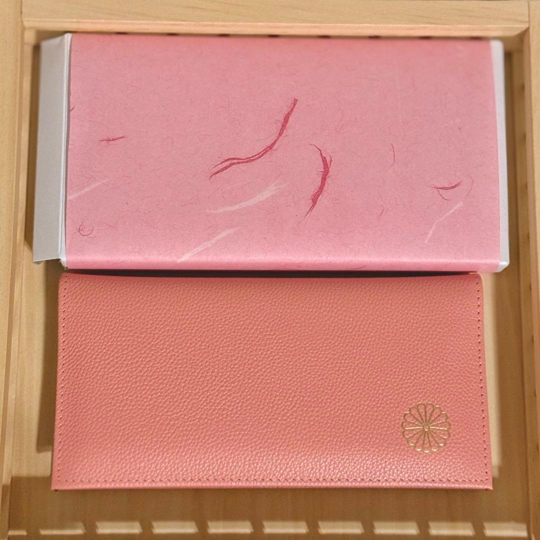 皇居　財布　長財布　桃色　ピンク　牛革　本革　レザー　菊紋　菊御紋