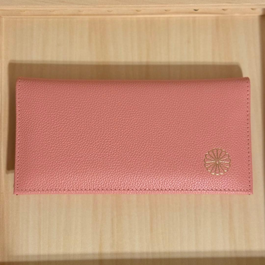 皇居　財布　長財布　桃色　ピンク　牛革　本革　レザー　菊紋　菊御紋