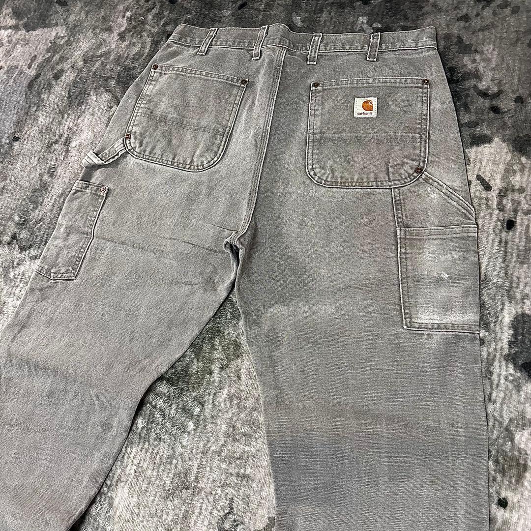 極上フェード 34×36 Carhartt 灰 金ボタン 一点物 ゆる履き