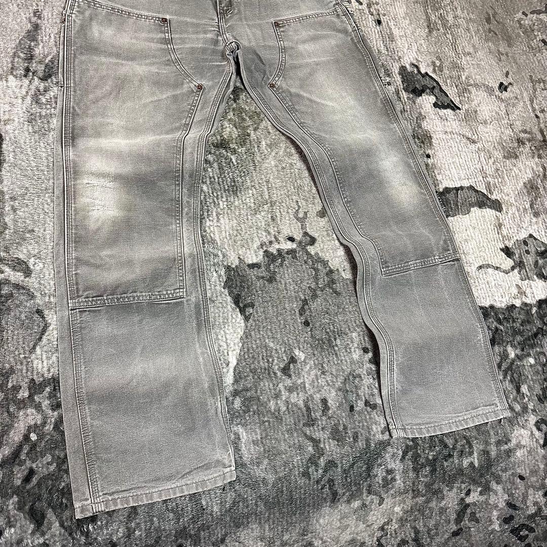 極上フェード 34×36 Carhartt 灰 金ボタン 一点物 ゆる履き