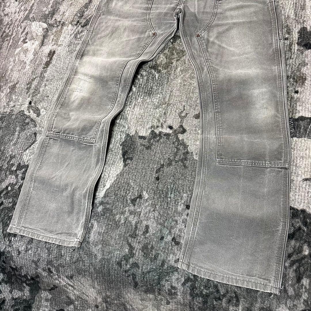 極上フェード 34×36 Carhartt 灰 金ボタン 一点物 ゆる履き