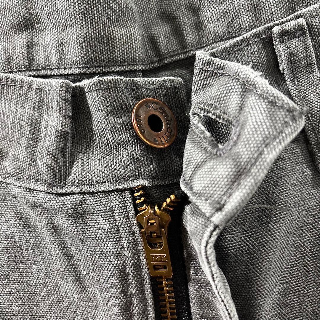 極上フェード 34×36 Carhartt 灰 金ボタン 一点物 ゆる履き