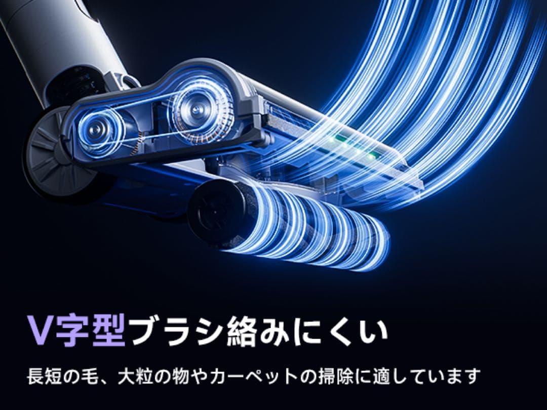 コードレス掃除機 超強力 サイクロン掃除機 自立式 長時間稼働 緑色LEDライト