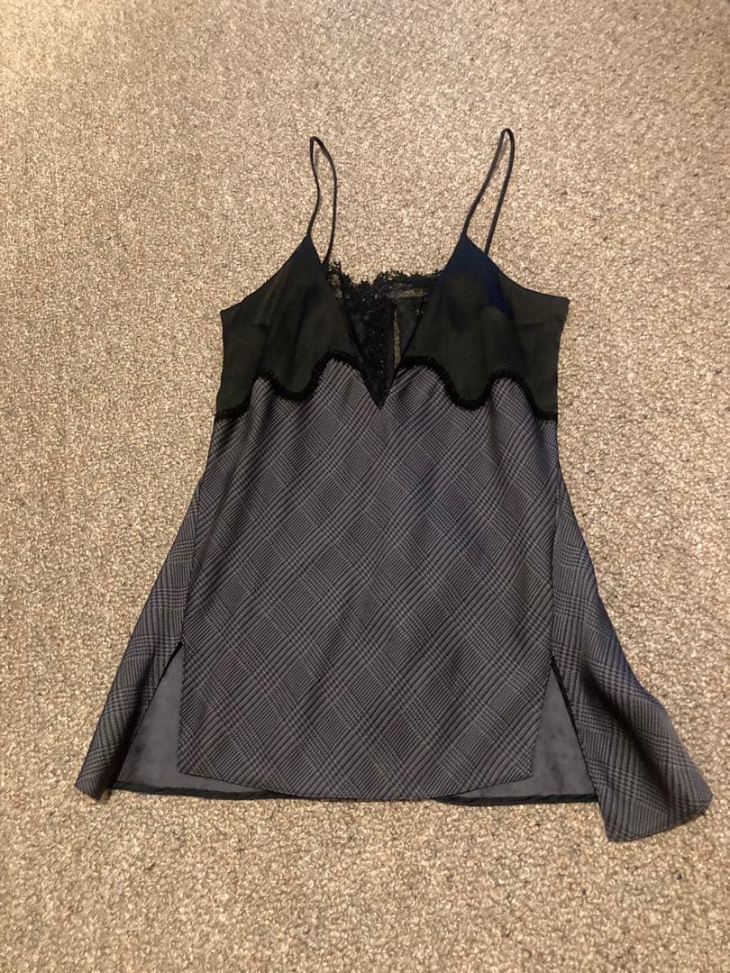 希少！LA PERLAラペルラ　シルクチェック柄キャミソール