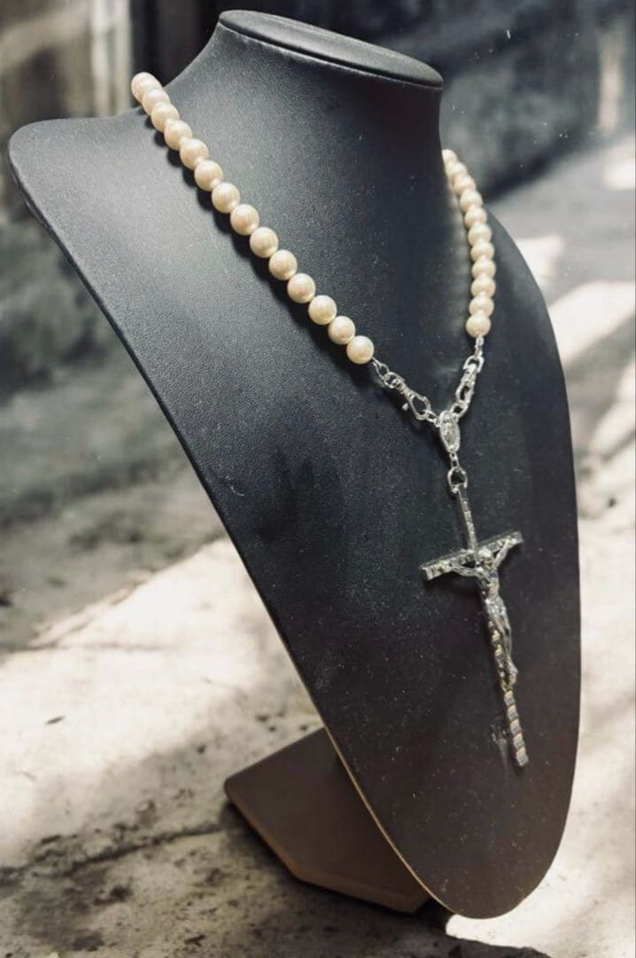 ★1点物★ジャンポールゴルチエ★ガラスパールロザリオネックレス