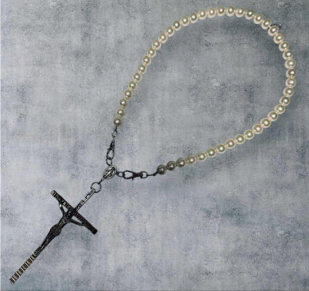 ★1点物★ジャンポールゴルチエ★ガラスパールロザリオネックレス