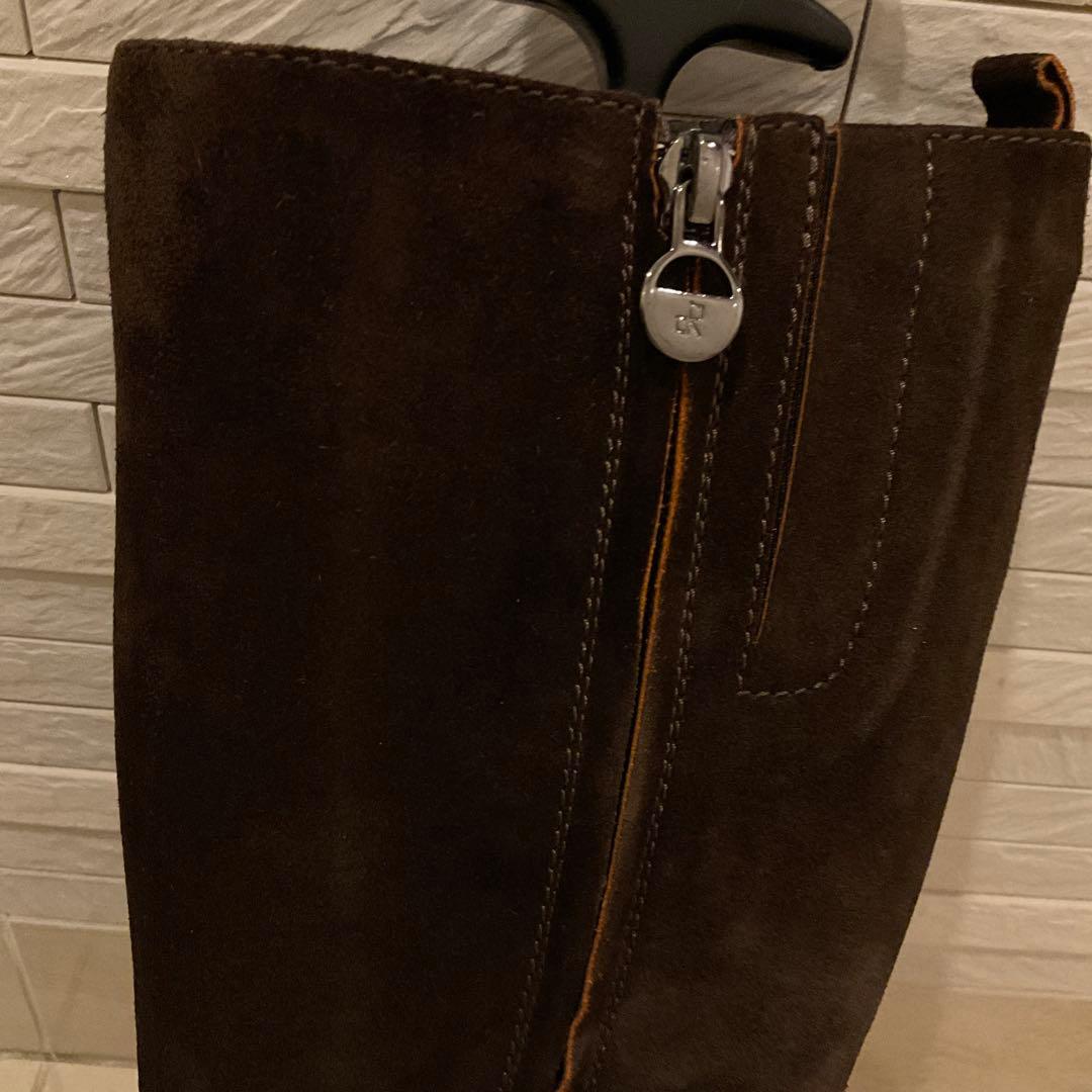 ロングブーツ　スエード　茶色ブーツ　スエードブーツ　ジョッキブーツ