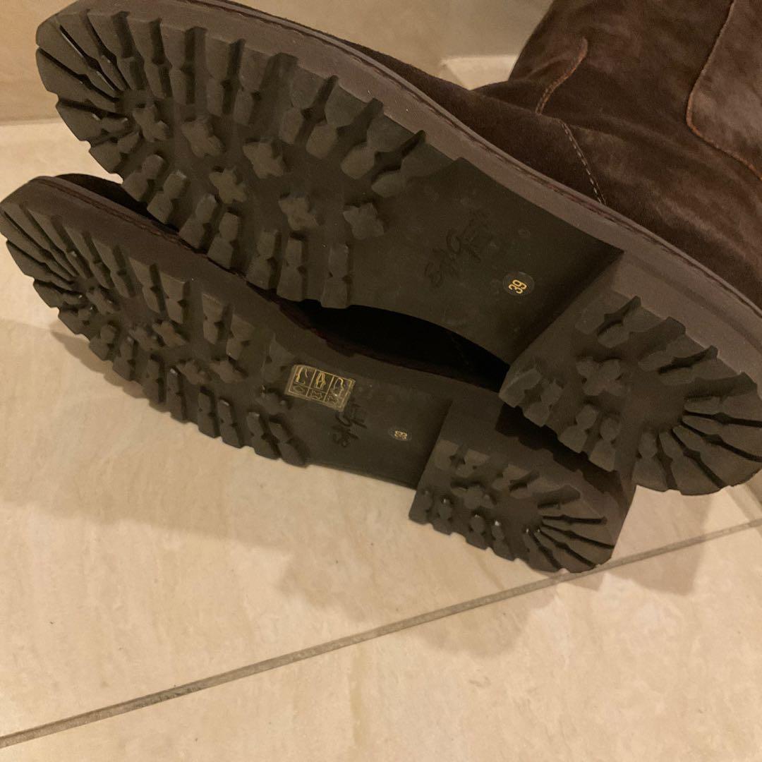 ロングブーツ　スエード　茶色ブーツ　スエードブーツ　ジョッキブーツ