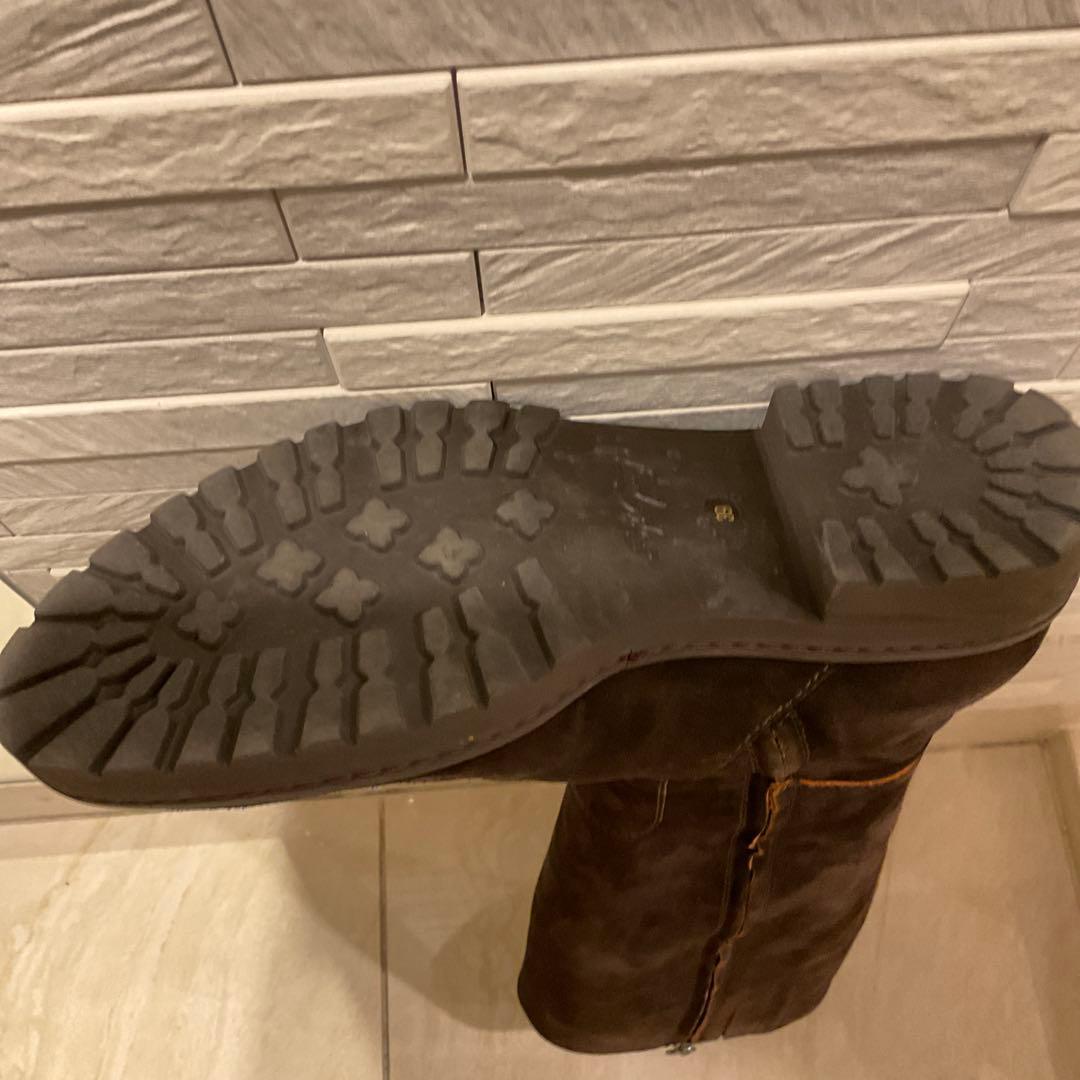 ロングブーツ　スエード　茶色ブーツ　スエードブーツ　ジョッキブーツ