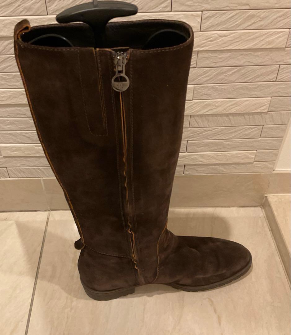 ロングブーツ　スエード　茶色ブーツ　スエードブーツ　ジョッキブーツ