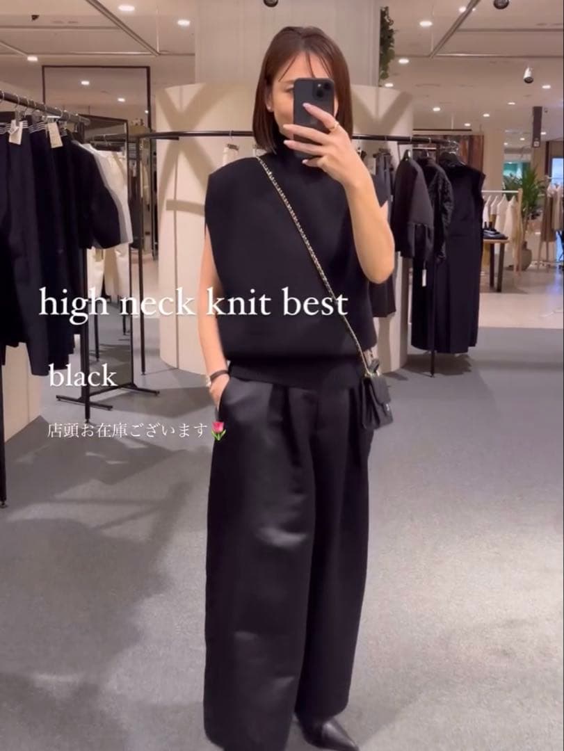 heve サテンフレアガウチョパンツ　ブラック　36