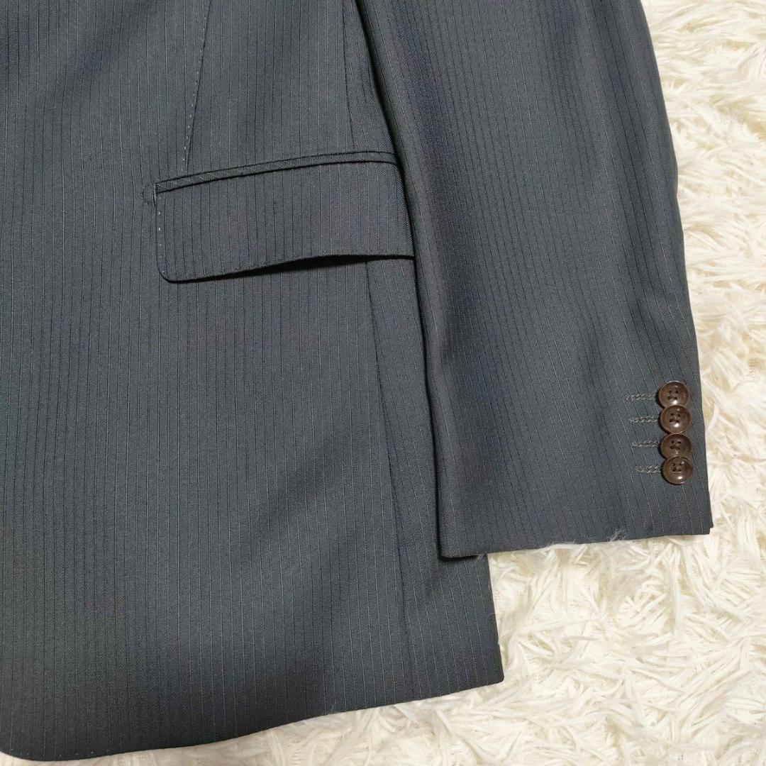 パーソンズ　光沢感　3ピース　スーツ　シングル　2B　背抜き　グレー　メンズ