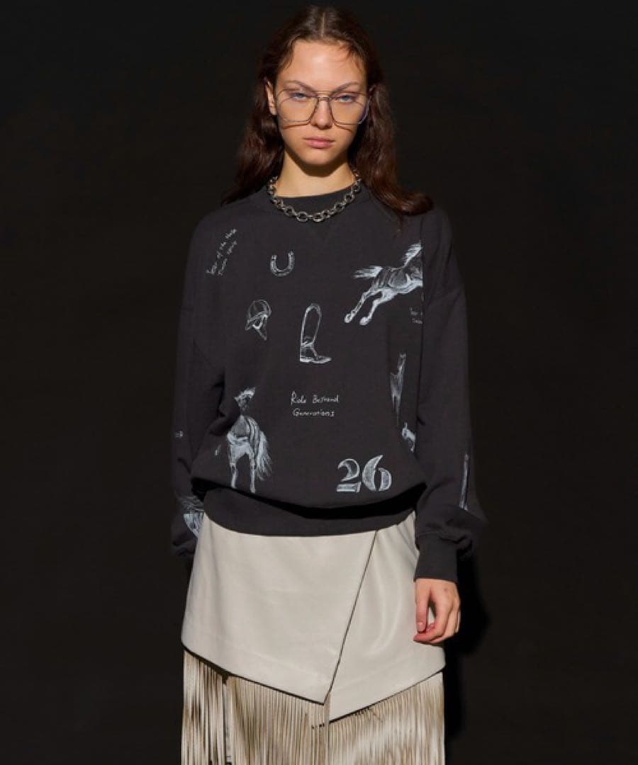 新品　MAISON SPECIAL 総柄プリント　トレーナー　チャコールグレー