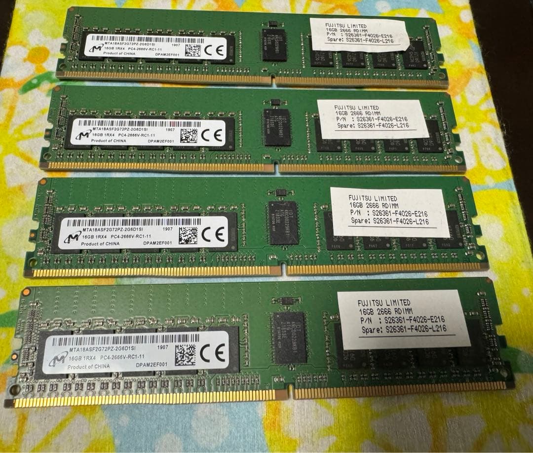 ECC メモリ PC4-2666V 16GB × 4枚