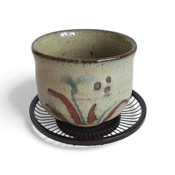 中村芳楽 作 天月窯 急須 湯呑 セット 竹製茶托付き 陶芸 茶器 煎茶器