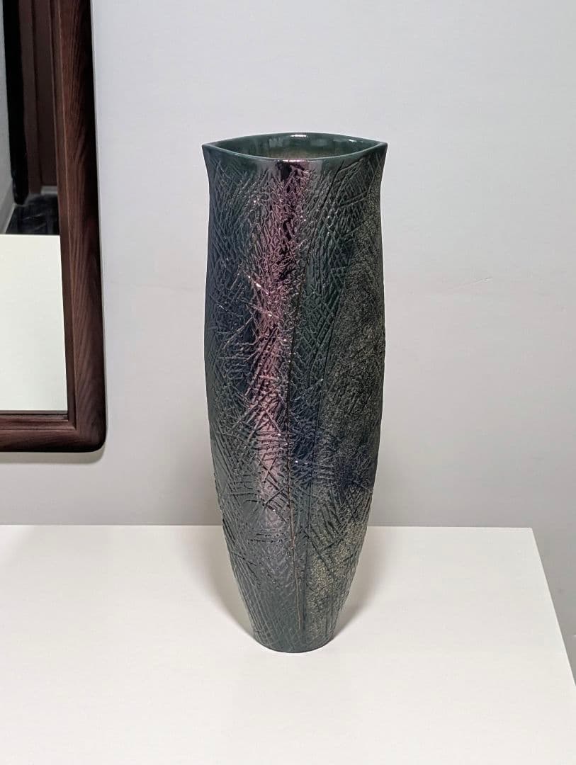 清水焼 泥花作 花器 池坊好み 陶器 フラワーベース 美品