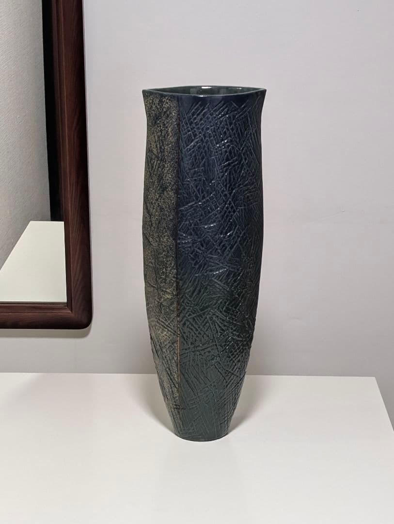 清水焼 泥花作 花器 池坊好み 陶器 フラワーベース 美品