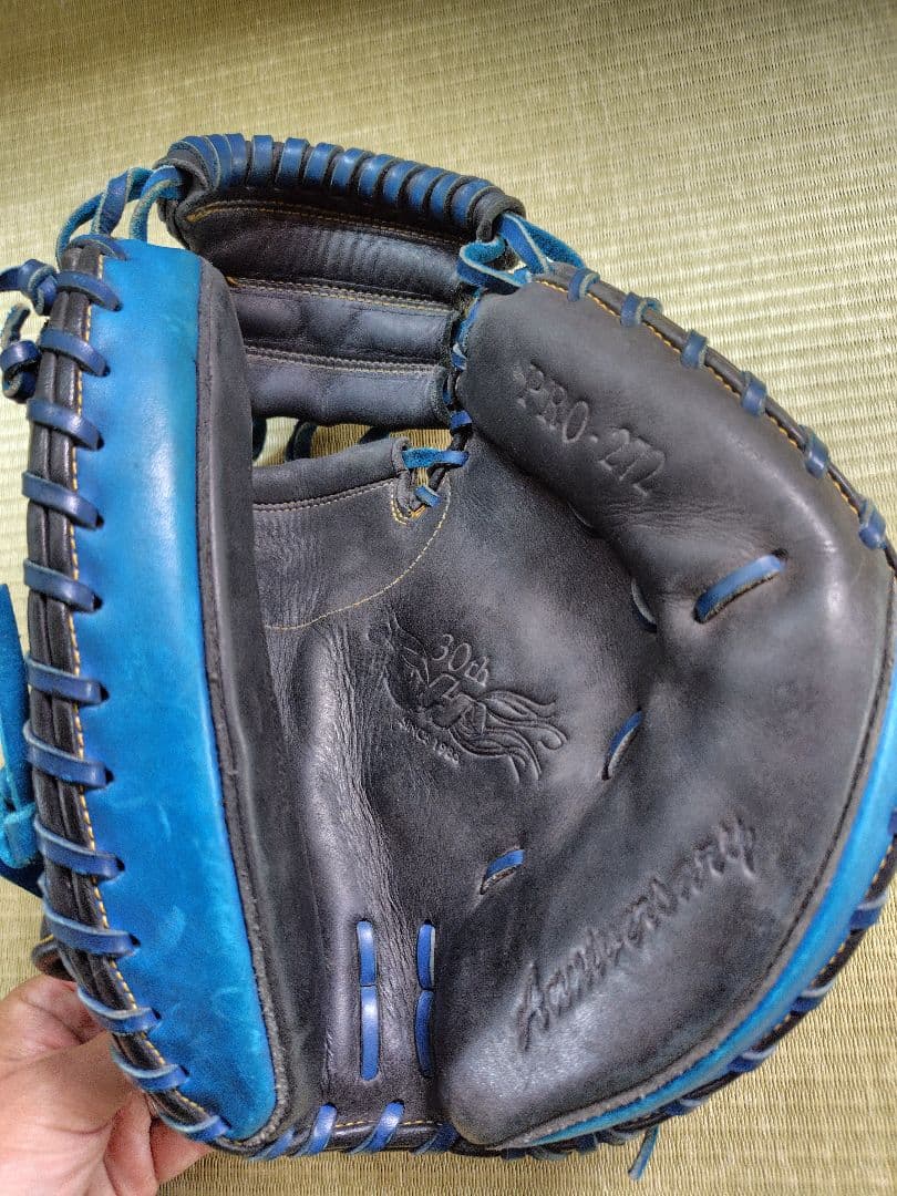 ハタケヤマ 軟式野球キャッチャーミット 黒/青