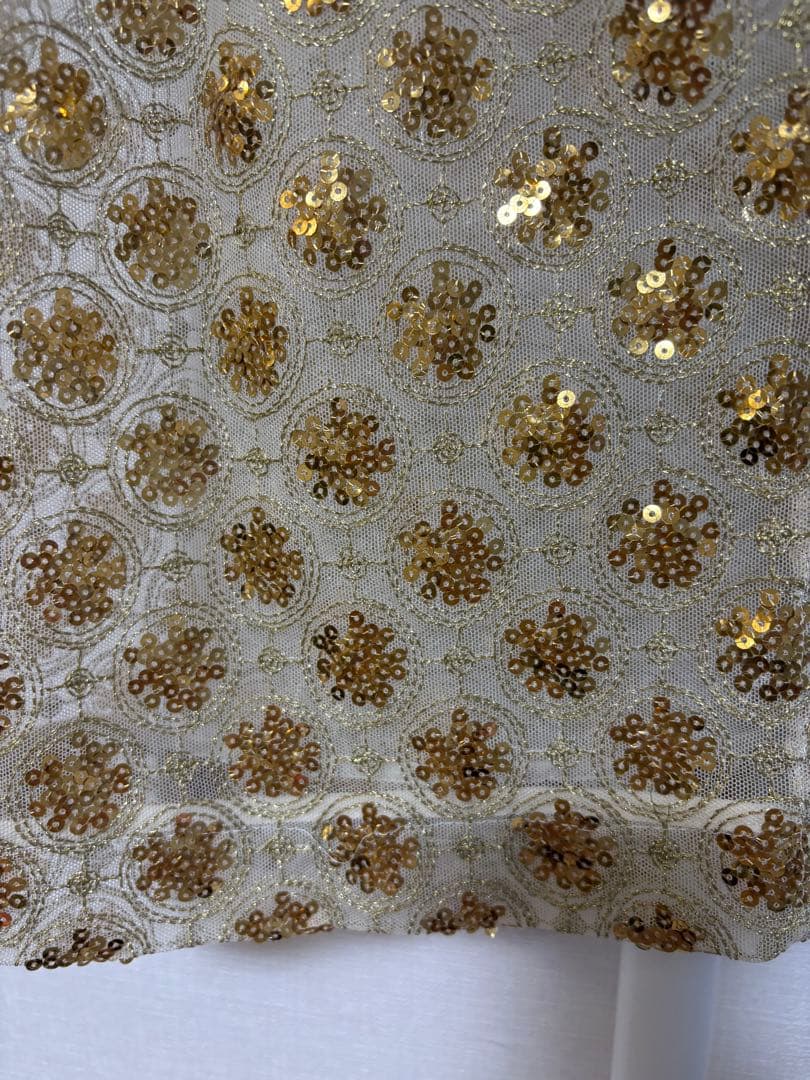 tricot COMME desGARCONS花柄レースミニスカート ゴールド