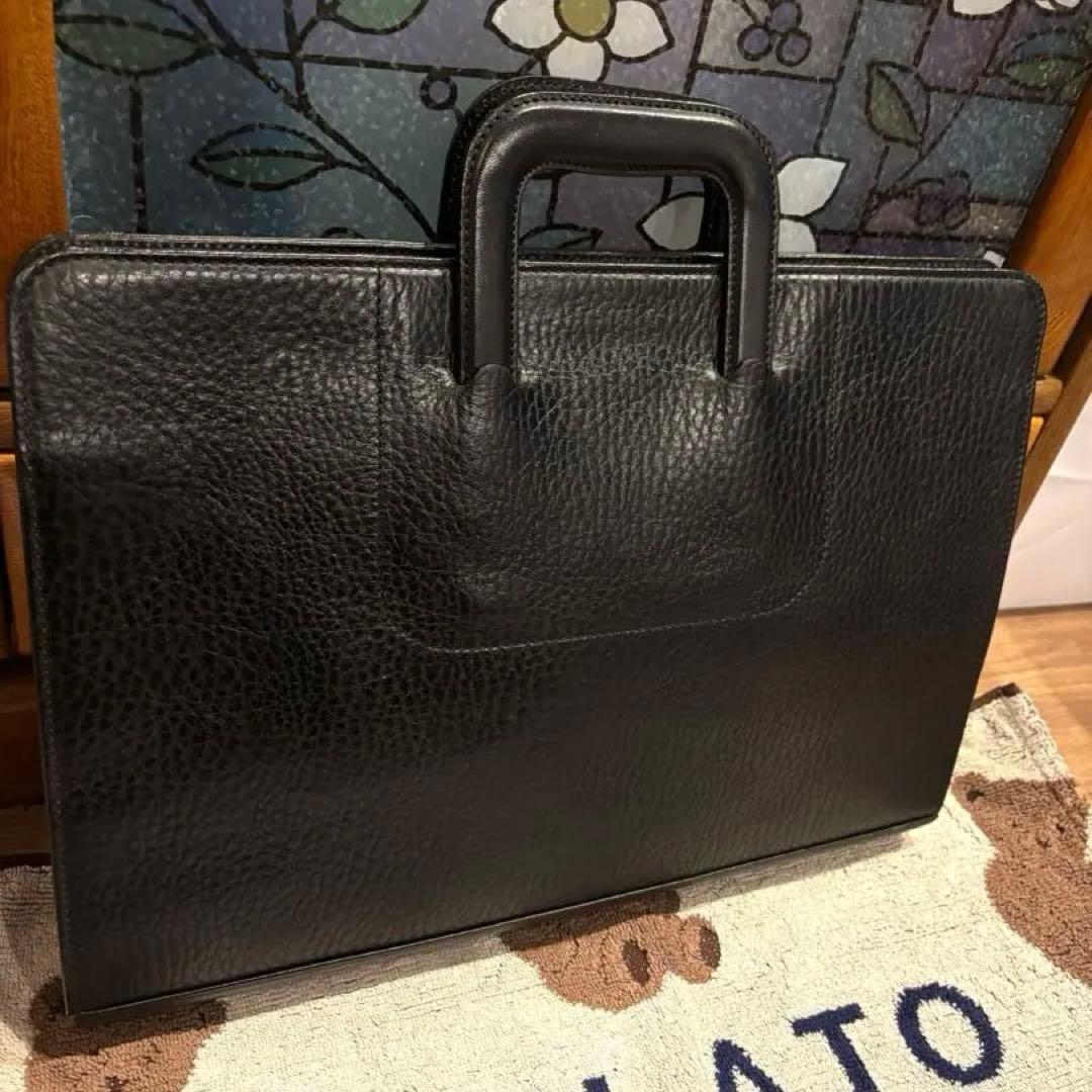 美品◾️バーバリー ブラックレザー ビジネスバッグ 鍵付き