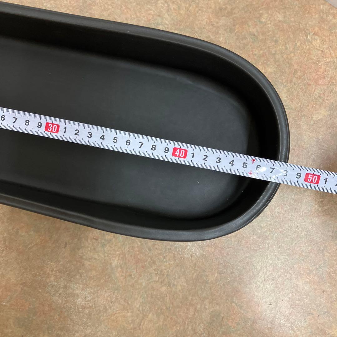 信楽焼楕円形花器水盤黒