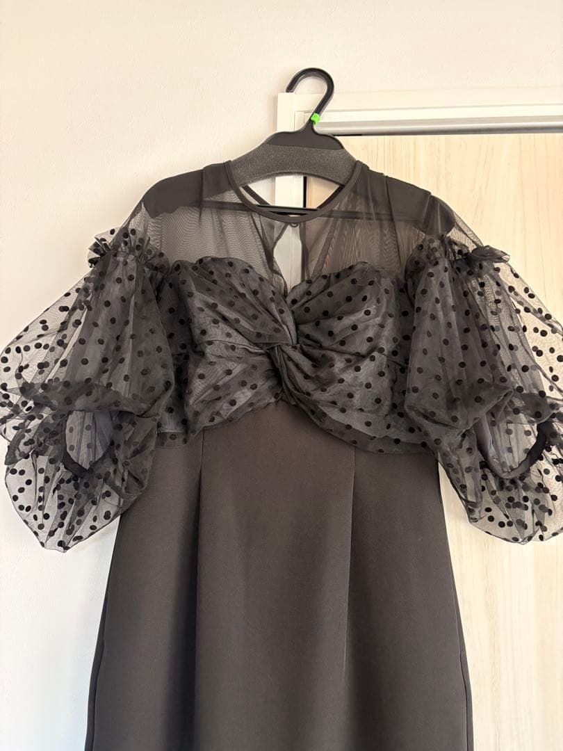 ドレス フロッキードットワンピース パーティードレス オケージョンドレス