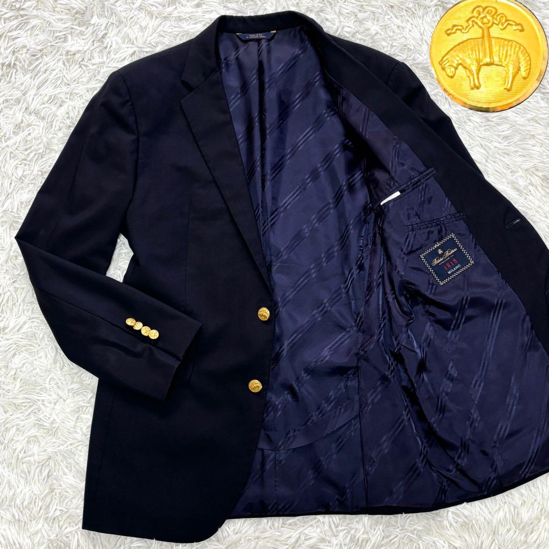 XLサイズ MILANO カノニコ生地 ブルックスブラザーズ 金ボタン 紺ブレ