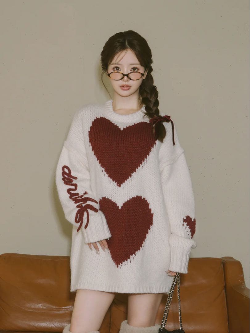 Darich ハートロゴローゲージニットチュニック