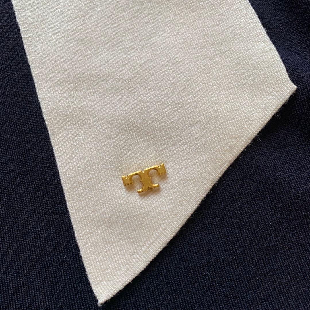 美品♡トリーバーチ ボウタイニットワンピース ロゴ ロングワンピース バイカラー