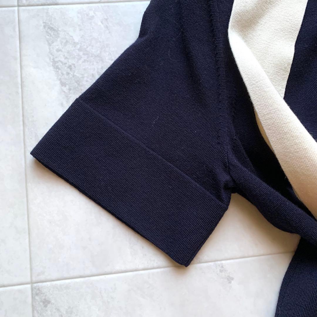 美品♡トリーバーチ ボウタイニットワンピース ロゴ ロングワンピース バイカラー