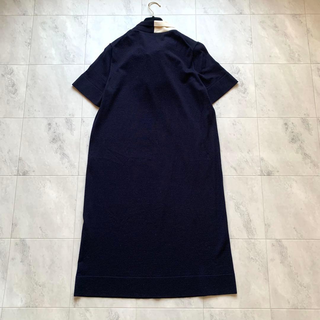 美品♡トリーバーチ ボウタイニットワンピース ロゴ ロングワンピース バイカラー