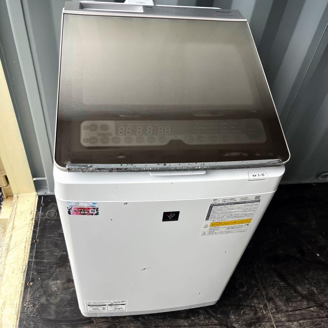 152取付無料！完動品！SHARP熱乾燥搭載スタイリッシュゴールド11kg洗濯機
