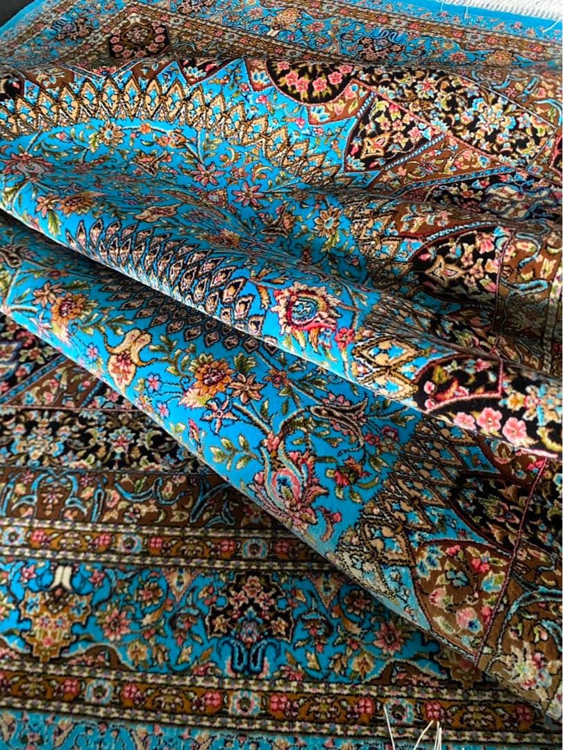 最高級希少作 ペルシャ絨毯 イラン クム産　シルク100% 手織り289万ノット