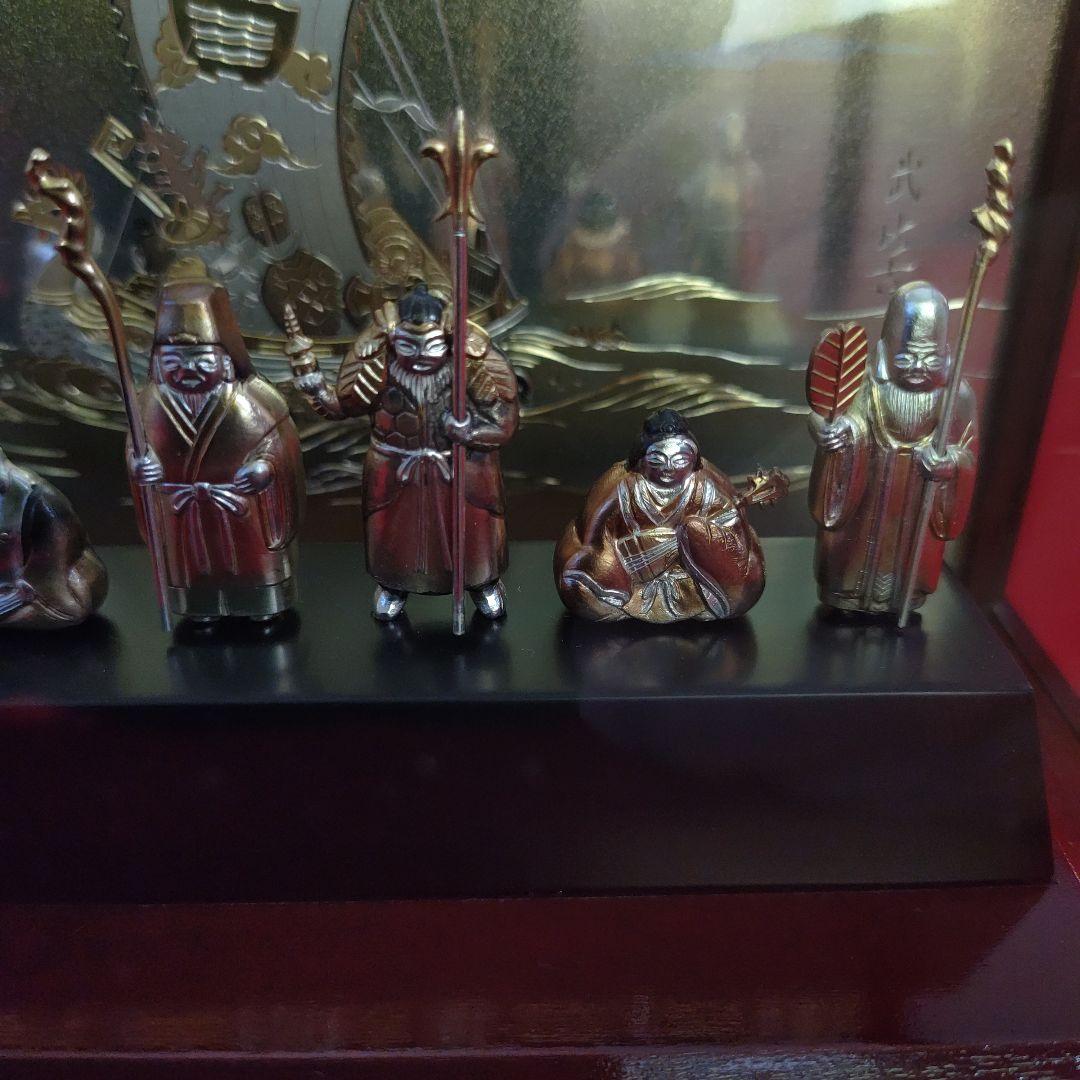 銀製、置物、工芸品、武比古作、縁起物七福神