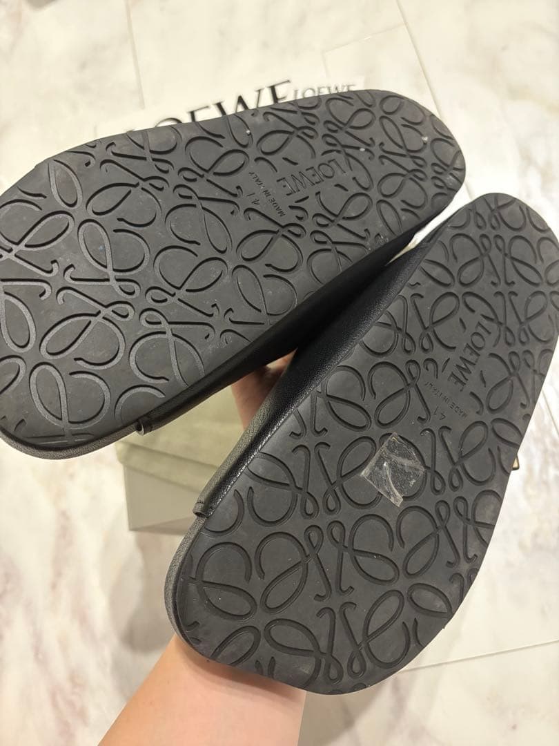 正規品　ロエベ　アナグラム　ユニセックス　サンダル　41 黒　ブラック　本革