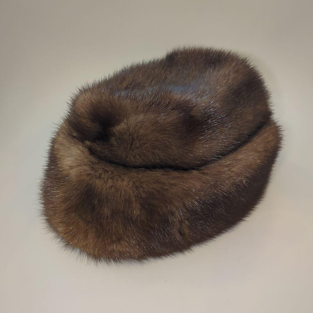 美品！ファー帽子 ミンク 毛皮 ブラウン
