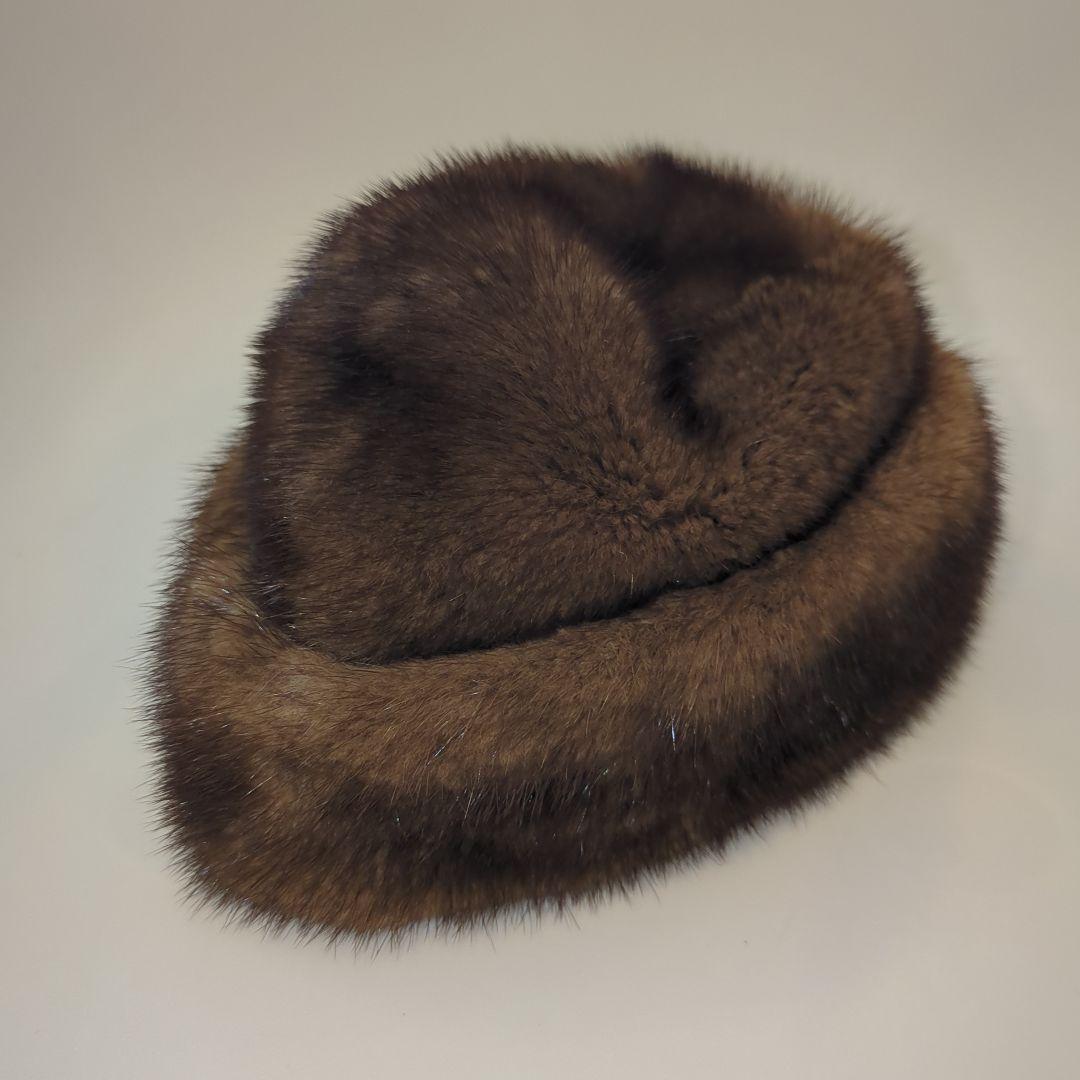 美品！ファー帽子 ミンク 毛皮 ブラウン