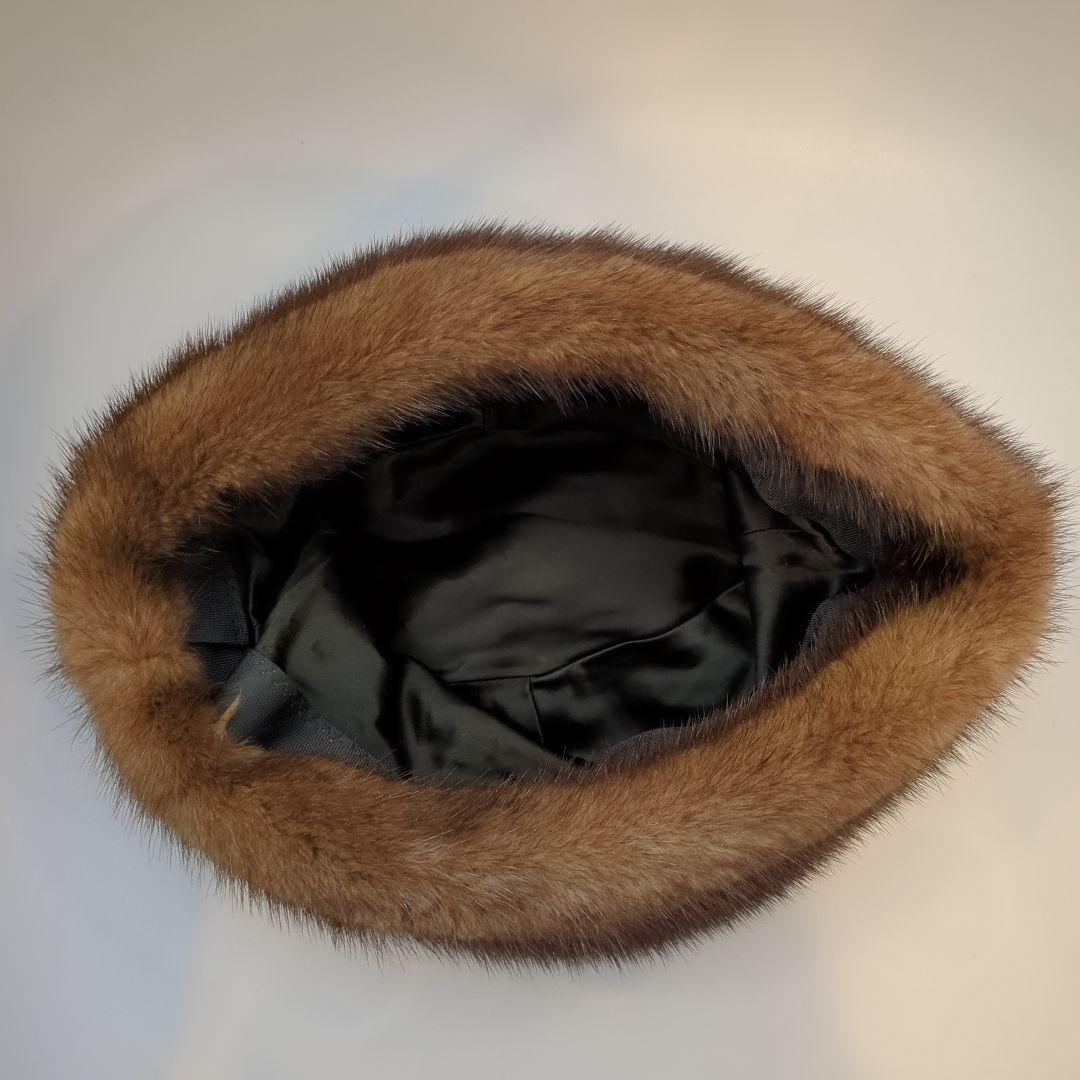 美品！ファー帽子 ミンク 毛皮 ブラウン