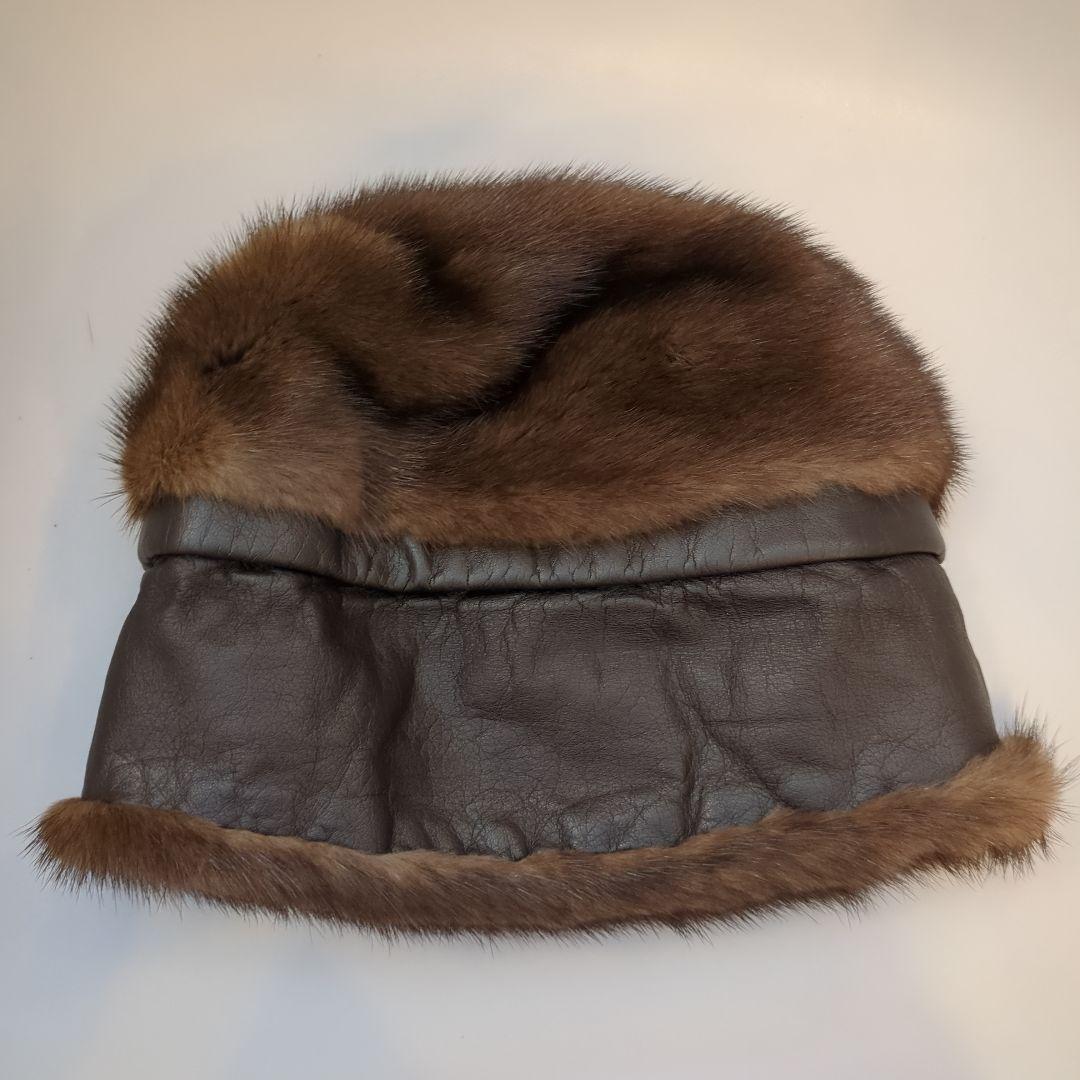 美品！ファー帽子 ミンク 毛皮 ブラウン